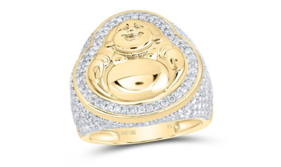 1 5/8CTW-DIA NK LAUGHING BUDDHA MENS RING