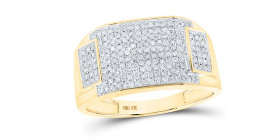 10K YELLOW GOLD ROUND DIAMOND RECTANGLE CLUSTER RING 1/2 CTTW