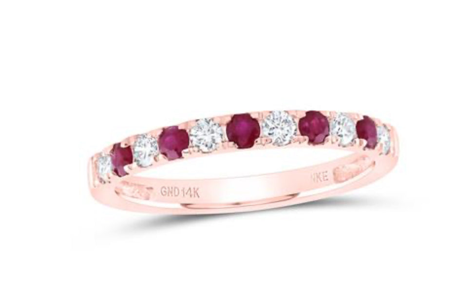 1/4CTW-DIA NKE 1/4CT-RD-RUBY NAT GEM ANNIVERSARY BAND