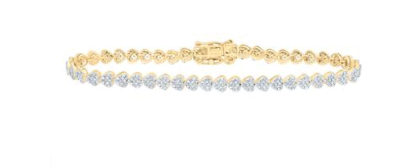 7/8CTW-DIA NK FASHION HEART BRACELET (7 INCH)