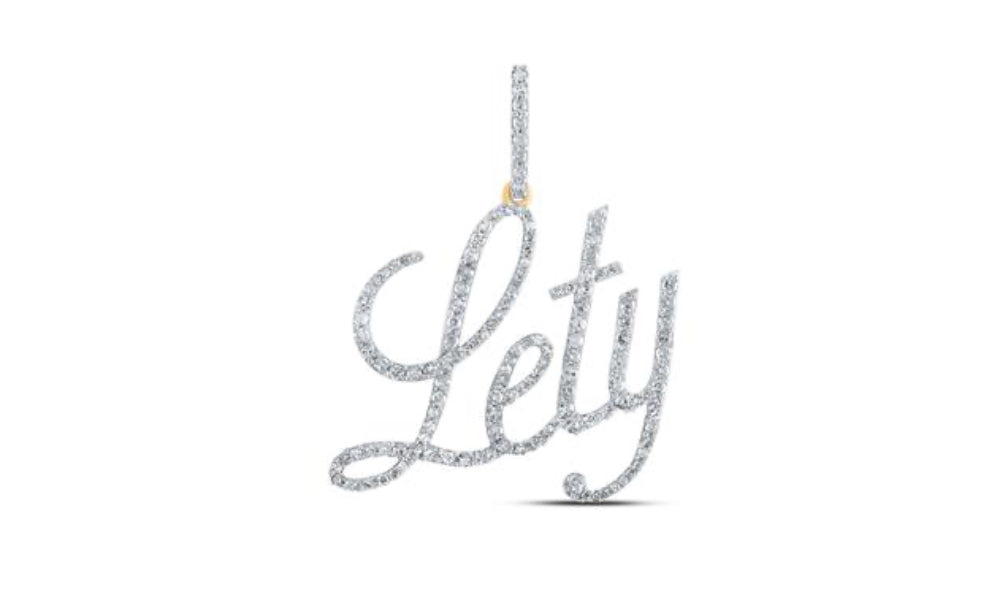 10K YELLOW GOLD ROUND DIAMOND LETY NAME PENDANT 5/8 CTTW