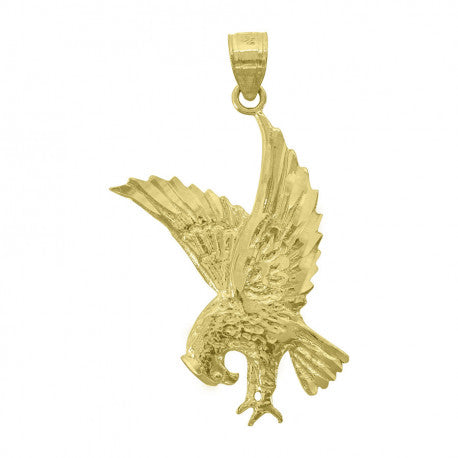 14kt Yellow Gold Womens Diamond-cut Eagle Bird Pendant Charm