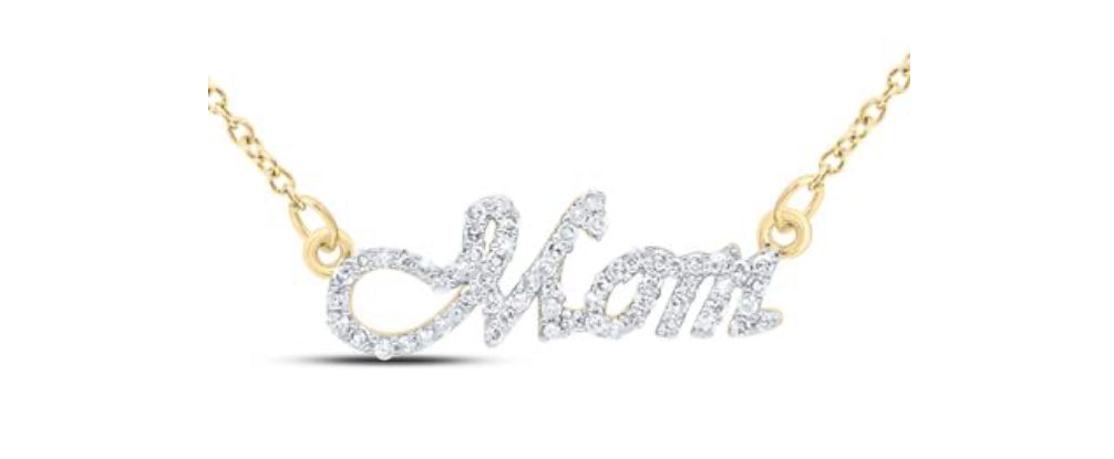 1/5CTW-DIA NK GIFT "MOM" NECKLACE (18 INCH)