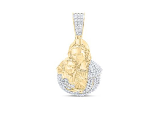 1CTW-DIA NK MOTHER MARY MENS CHARM