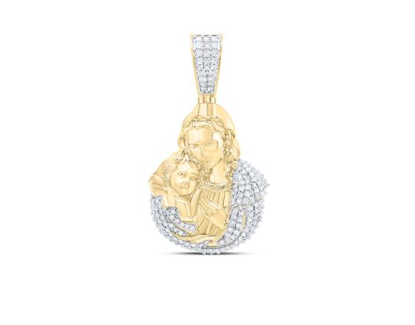 1CTW-DIA NK MOTHER MARY MENS CHARM