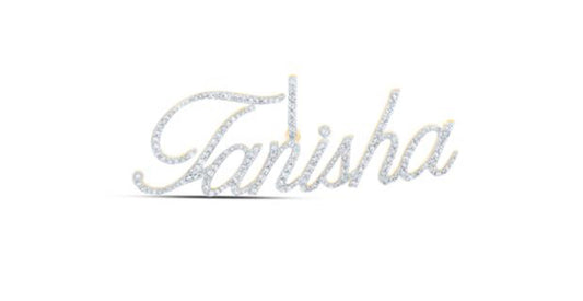 10K YELLOW GOLD ROUND DIAMOND TANISHA NAME PENDANT 1 CTTW