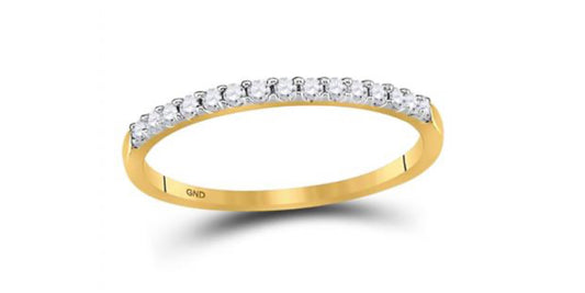 14K YELLOW GOLD ROUND DIAMOND WEDDING SINGLE ROW BAND 1/6 CTTW SIZE 5