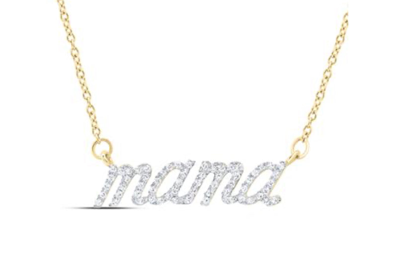 1/5CTW-DIA NK GIFT "MAMA" NECKLACE (18 INCH)