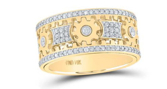 14K YELLOW GOLD ROUND DIAMOND COG ETERNITY BAND RING 1-1/2 CTTW