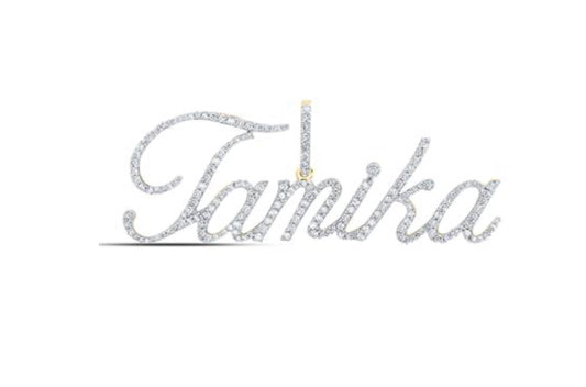 10K YELLOW GOLD ROUND DIAMOND TAMIKA NAME PENDANT 1 CTTW