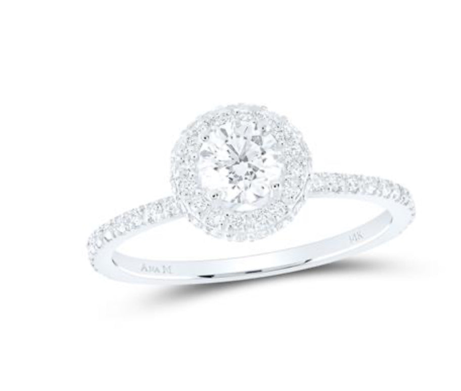 7/8CTW-DIA ANA M 1/2CT-CRD ENGAGEMENT 1HALO RING