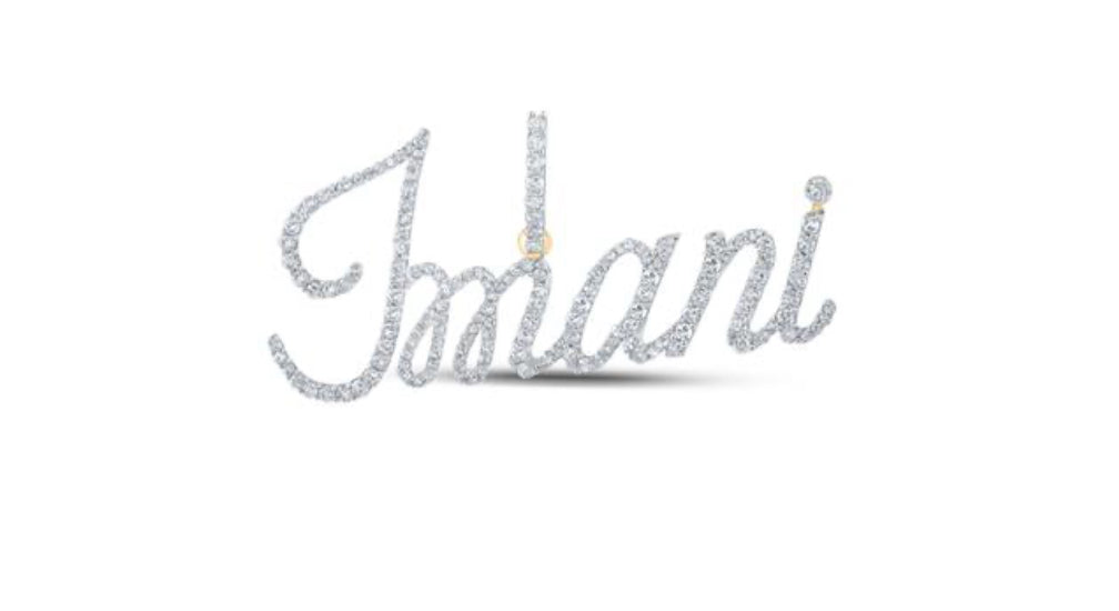 10K YELLOW GOLD ROUND DIAMOND IMANI CHARM PENDANT 3/4 CTTW