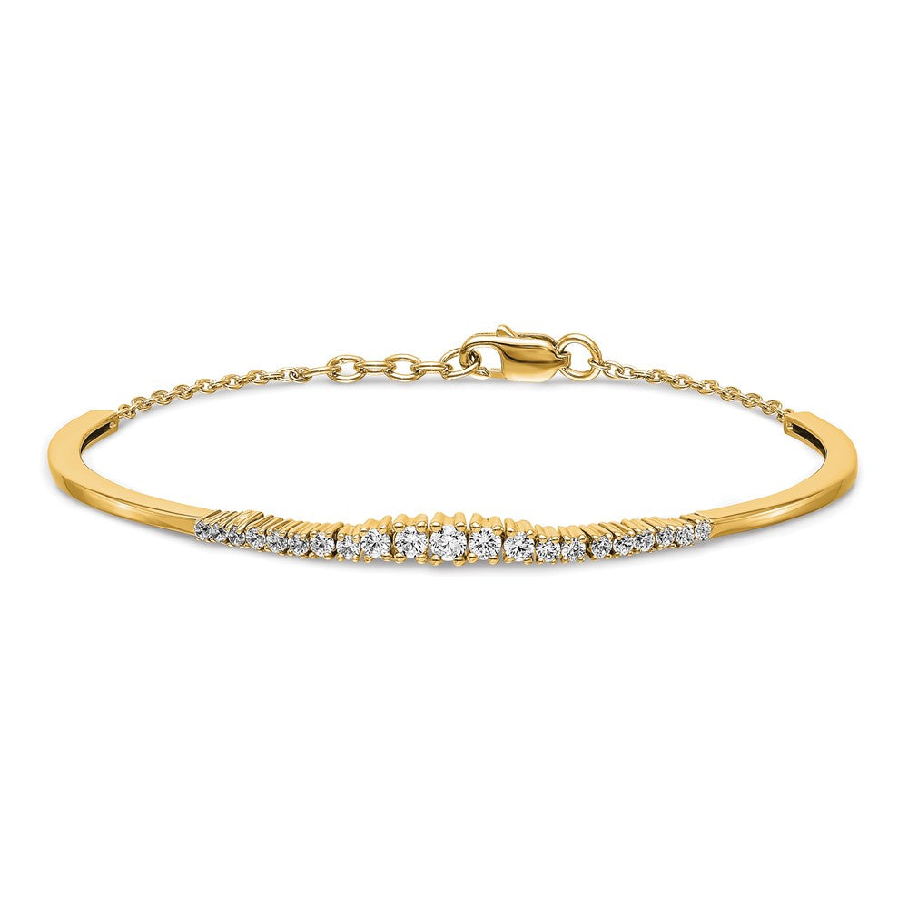 Round lab-grown diamond bangle bracelet in 14K yellow gold