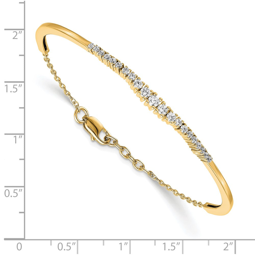 Round lab-grown diamond bangle bracelet in 14K yellow gold