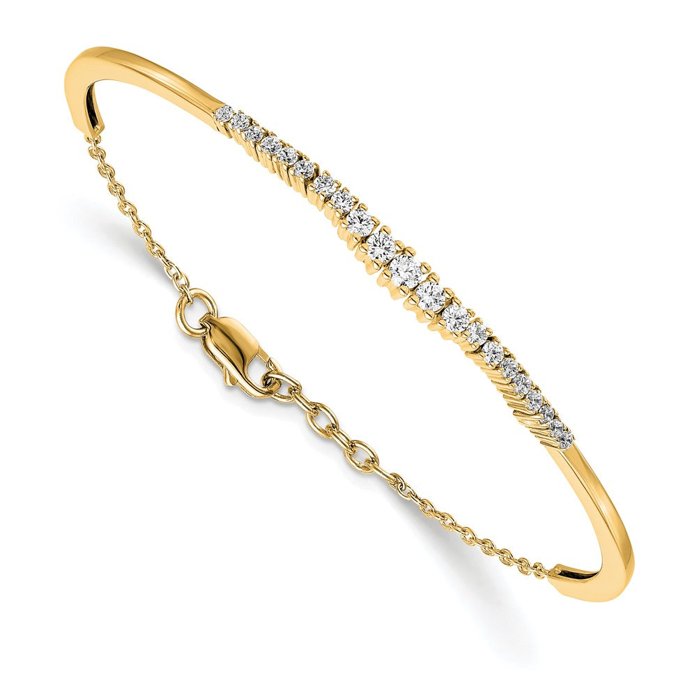 Round lab-grown diamond bangle bracelet in 14K yellow gold