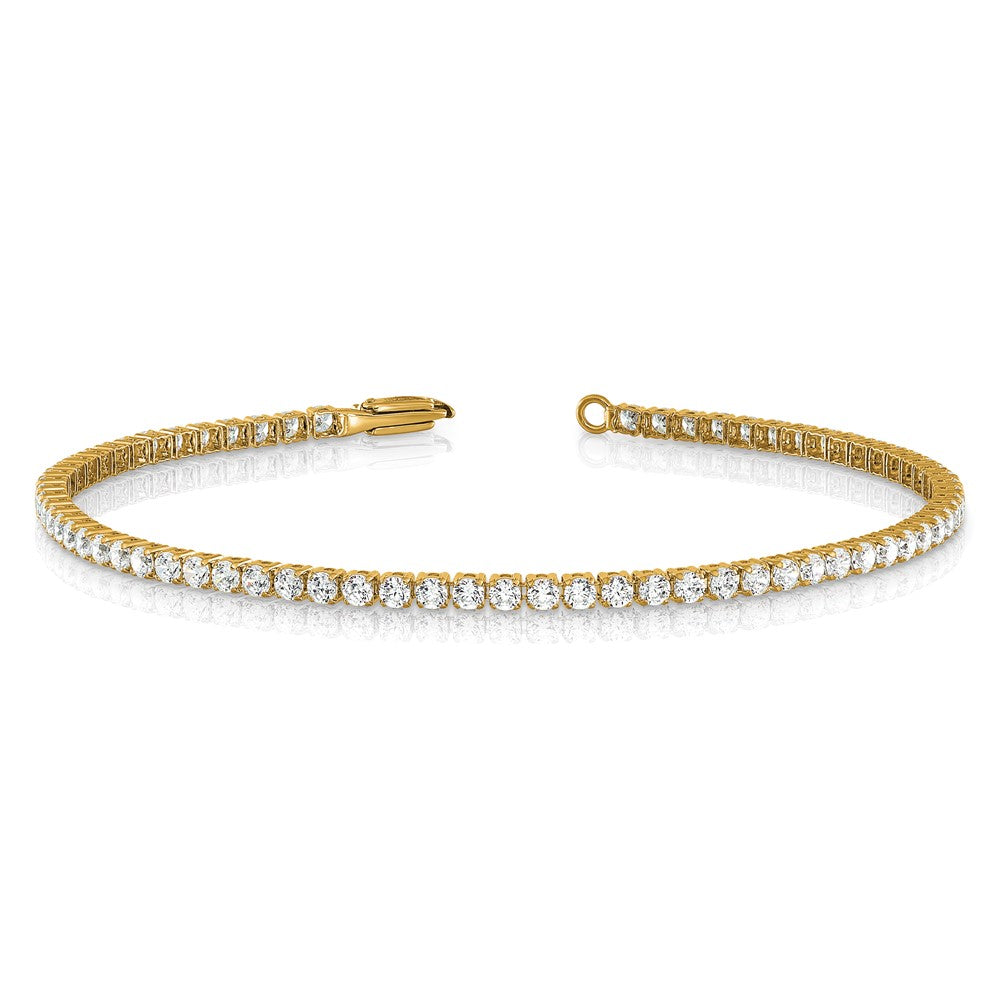 Round lab-grown diamond tennis bracelet in 14K yellow gold