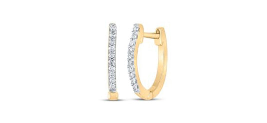 10K YELLOW GOLD ROUND DIAMOND HOOP EARRINGS 1/12 CTTW