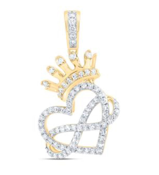 3/8CTW-DIA NK FASHION CROWN INFINITY HEART LADIES PENDANT