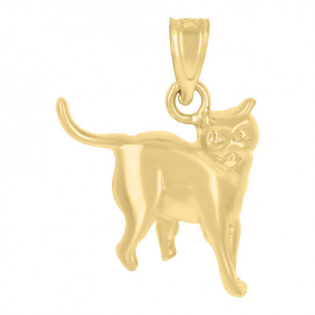 10kt Yellow Gold Womens Diamond-Cut Kitty Cat Animal Charm Pendant