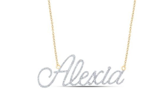 10K YELLOW GOLD ROUND DIAMOND ALEXIA 18-INCH NAME NECKLACE 7/8 CTTW