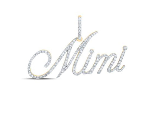 10K YELLOW GOLD ROUND DIAMOND MIMI NAME PENDANT 3/4 CTTW