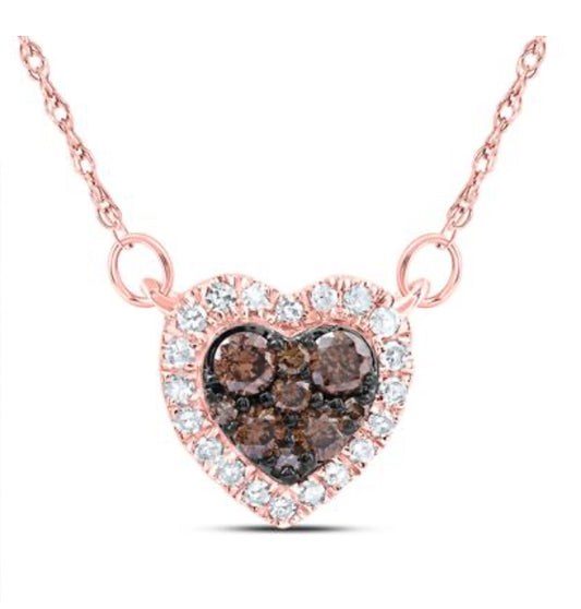 1/3CTW-DIA CN COGNAC NATURAL HEART NECKLACE (18INCH)