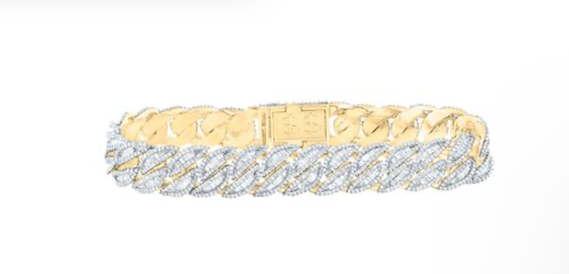 9 1/5CTW-DIA NK (13.30MM) CUBAN MENS BRACELET