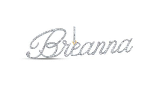 10K YELLOW GOLD ROUND DIAMOND BREANNA NAME PENDANT 1-1/5 CTTW