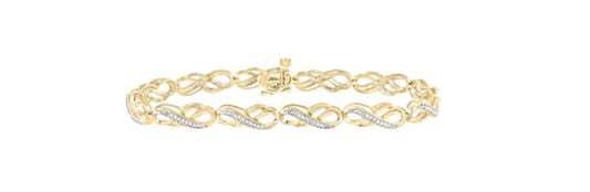 10K YELLOW GOLD ROUND DIAMOND INFINITY BRACELET 1/4 CTTW