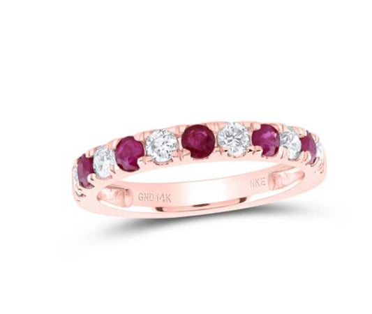 1/2CTW-DIA NKE 1/2CT-RD-RUBY NAT GEM ANNIVERSARY BAND