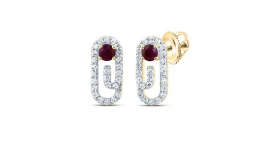 1/5CTW-DIA CN 2.5MM RD-RU NAT GEM PAPER CLIP STUD EARRING