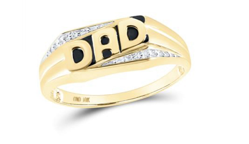 10K YELLOW GOLD ROUND DIAMOND DAD FATHER RING .01 CTTW