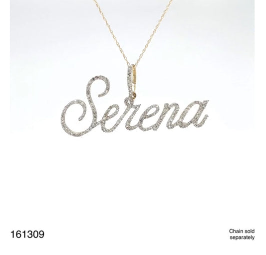 10K YELLOW GOLD ROUND DIAMOND SERENA NAME PENDANT 3/4 CTTW