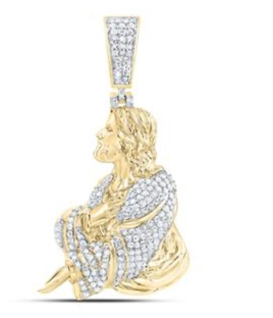3/4CTW-DIA NK JESUS MENS CHARM