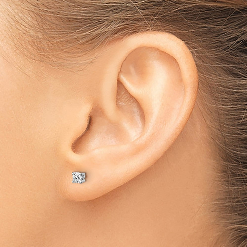 Round lab-grown diamond stud earrings in 14K white gold