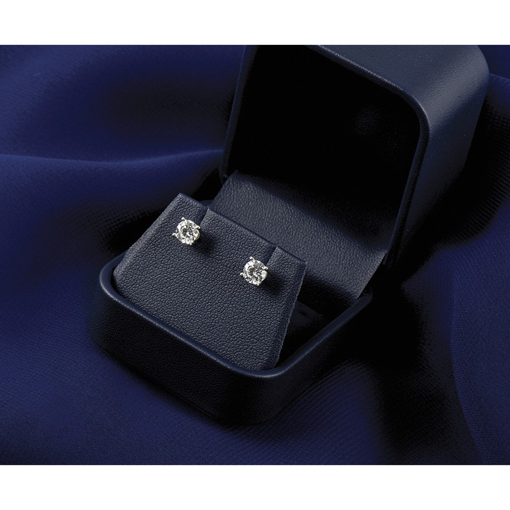 Round lab-grown diamond stud earrings in 14K white gold