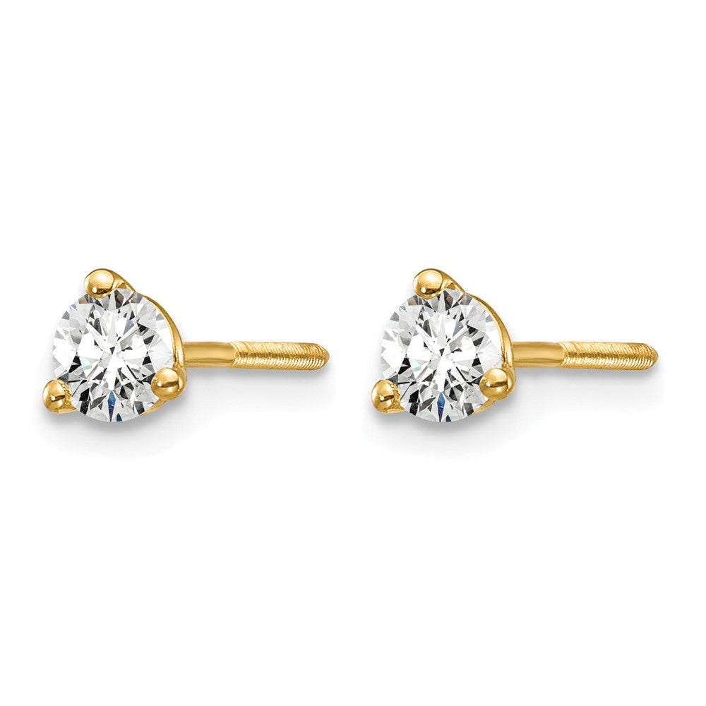 Round lab-grown diamond stud earrings in 14K yellow gold