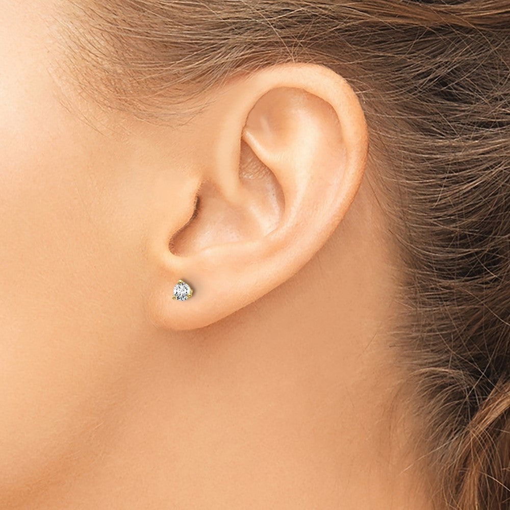 Round lab-grown diamond stud earrings in 14K yellow gold