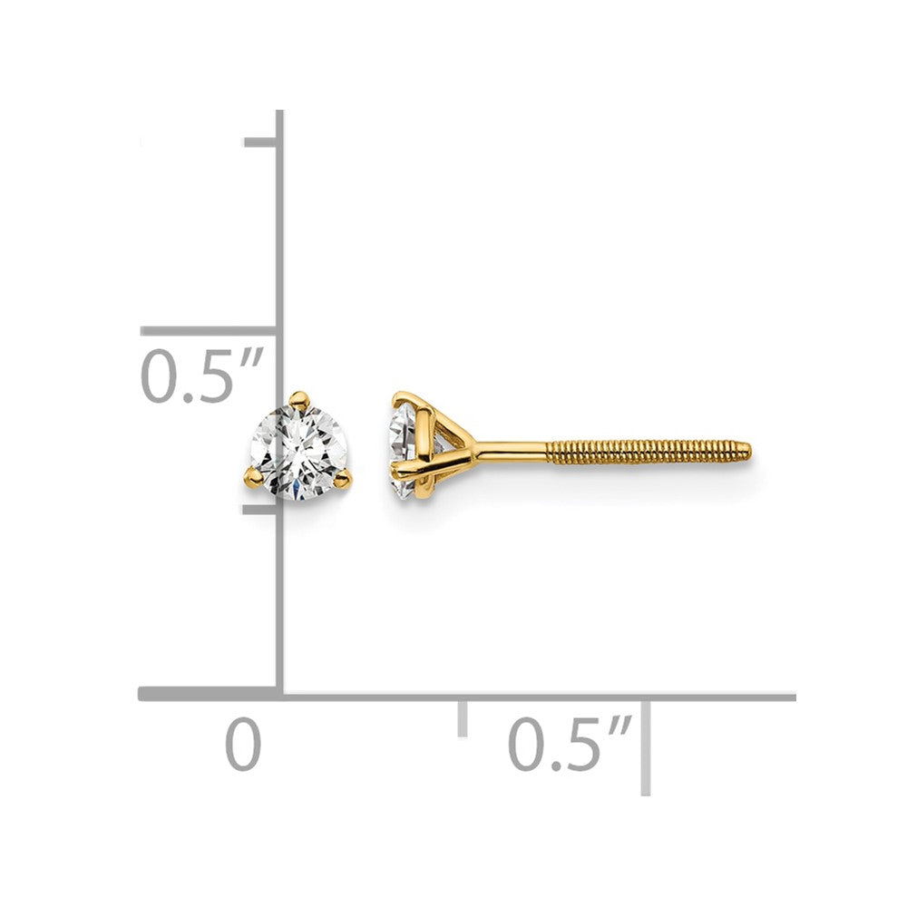 Round lab-grown diamond stud earrings in 14K yellow gold