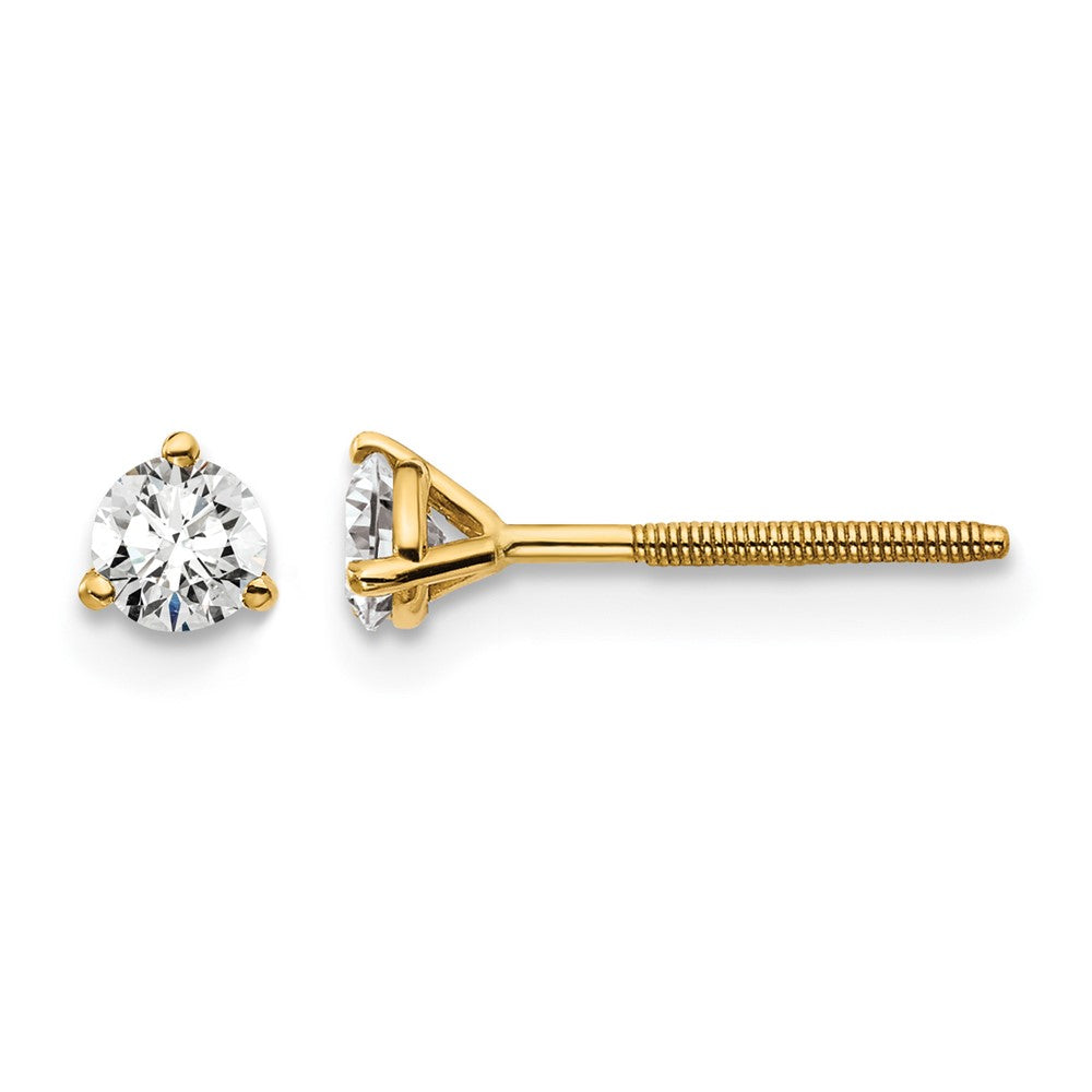 Round lab-grown diamond stud earrings in 14K yellow gold