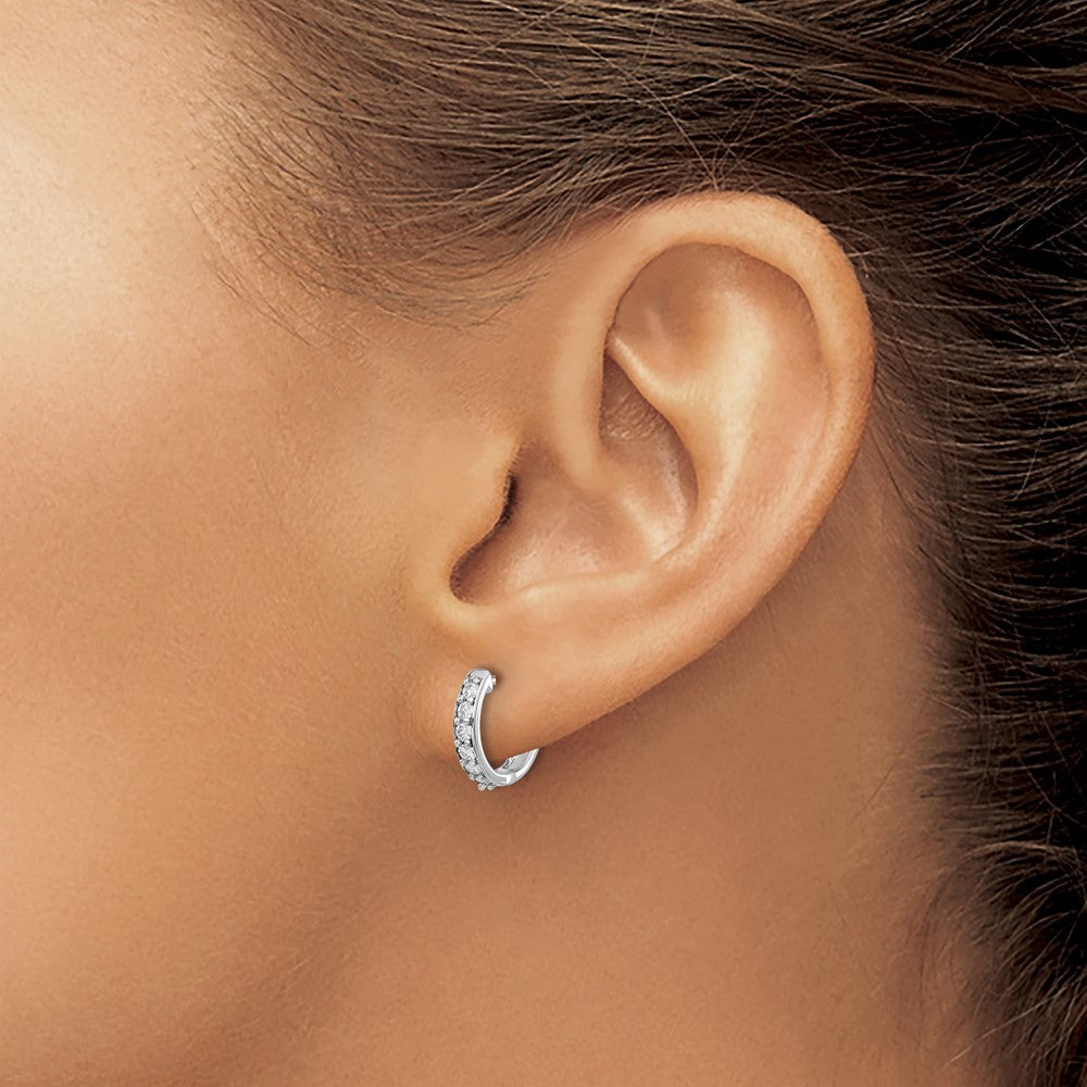 Round lab-grown diamond hoop earrings in 14K white gold