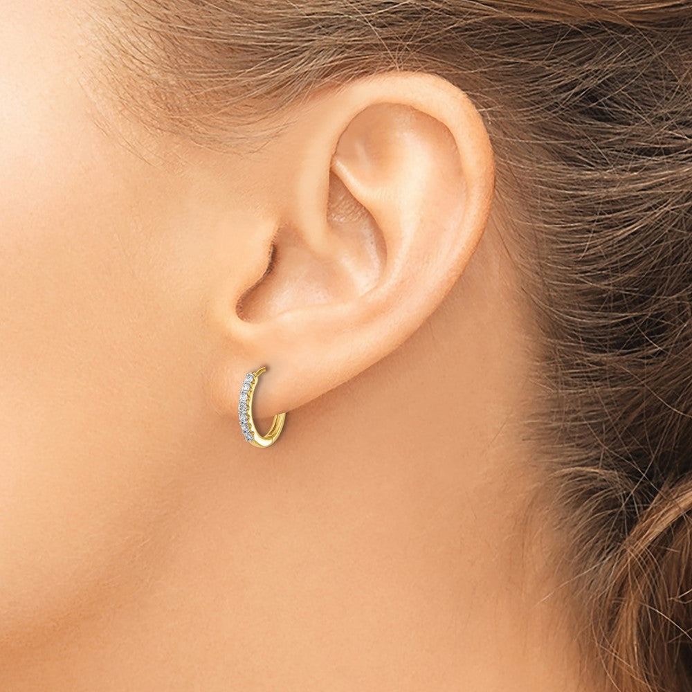 Round lab-grown diamond hoop earrings in 14K yellow gold