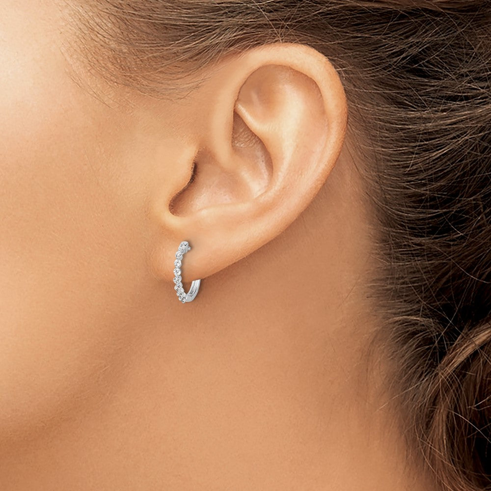 Round lab-grown diamond hoop earrings in 14K white gold