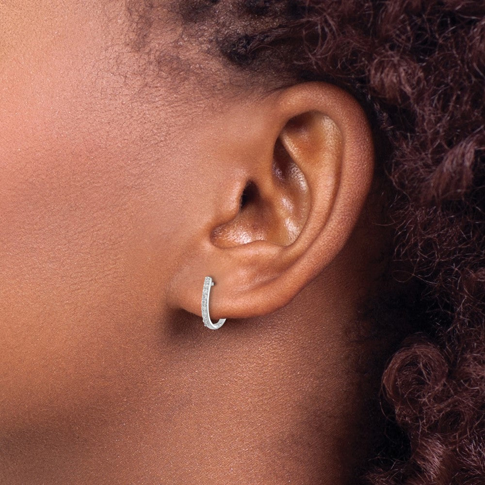 Round lab-grown diamond hoop earrings in 14K white gold