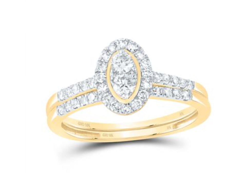 1/2CTW-DIA NK OVAL SINGLE HALO BRIDAL SET