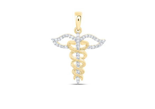 1/8CTW-DIA NK GIFT CADUCEUS MEDICAL SYMBOL PENDANT