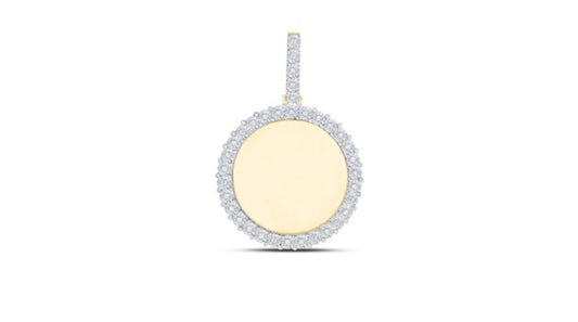 10K YELLOW GOLD ROUND DIAMOND MEMORY CIRCLE CHARM PENDANT 5/8 CTTW