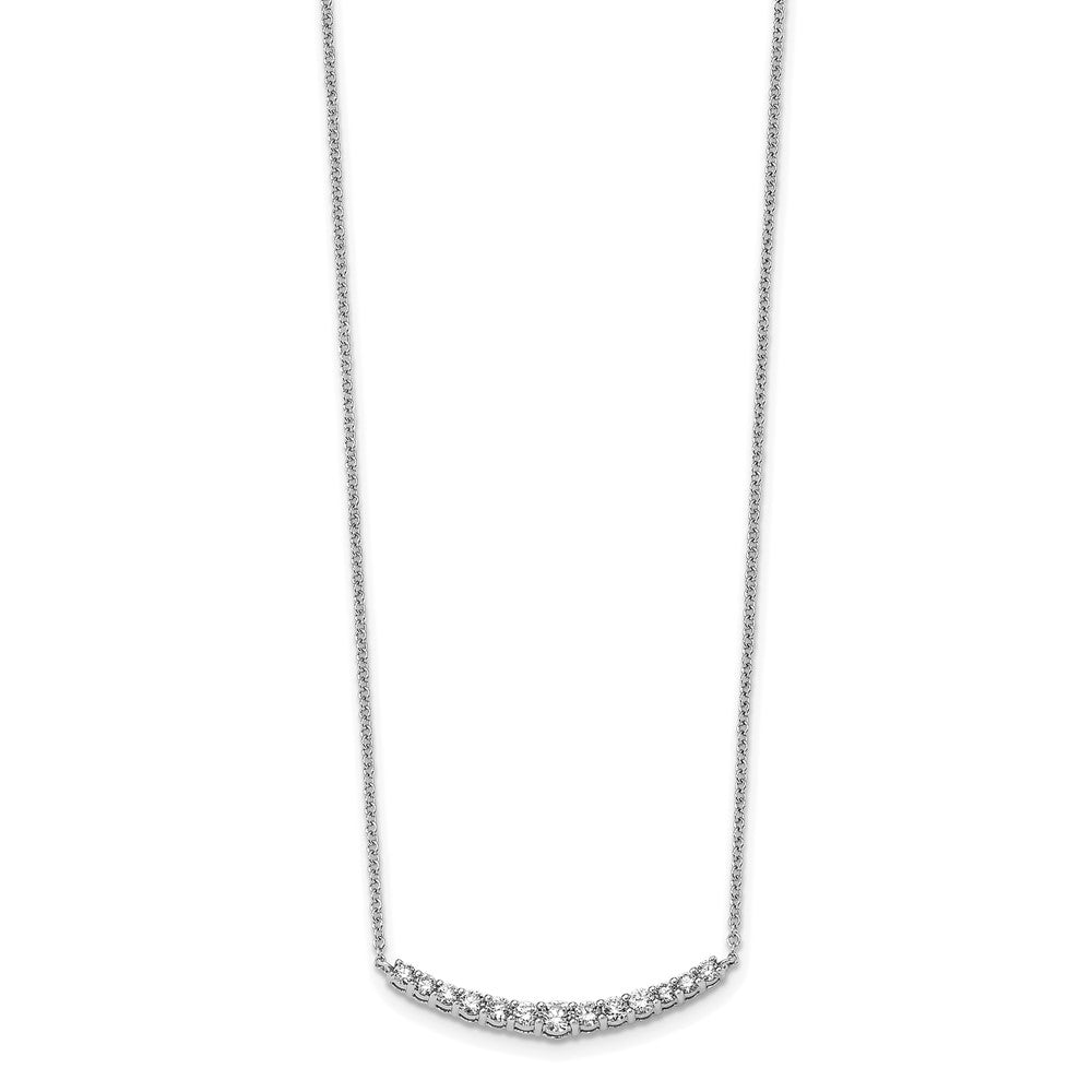 Round lab-grown diamond bar necklace in 14K white gold
