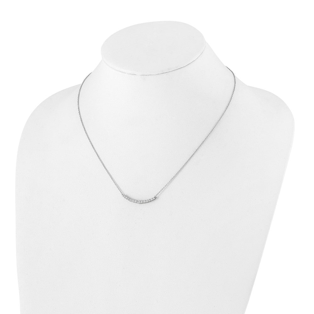 Round lab-grown diamond bar necklace in 14K white gold