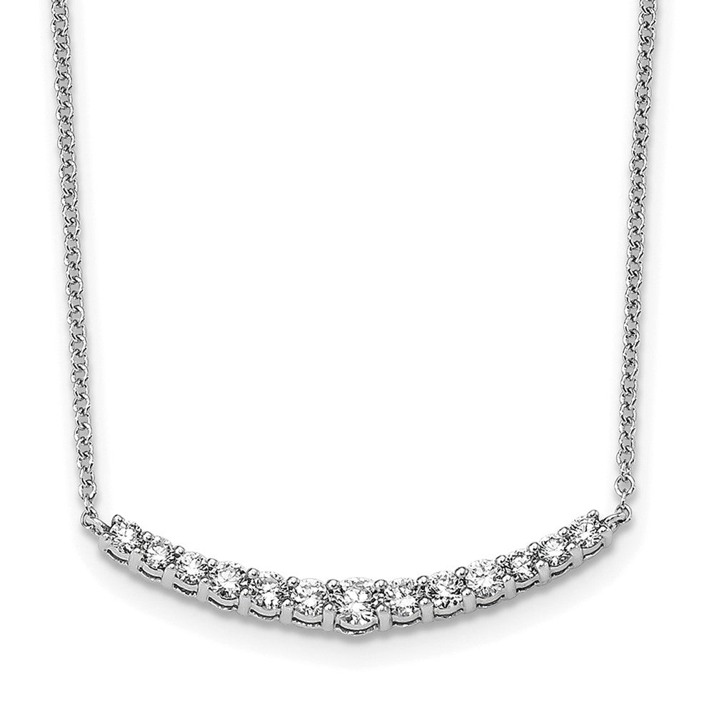Round lab-grown diamond bar necklace in 14K white gold